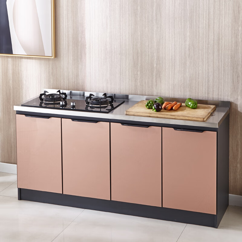 Renjuyi space aluminum cabinet simple all-steel kitchen kitchen cabinet household stove integrated rental cupboard assembly integrated cabinet 1.6 meters flat