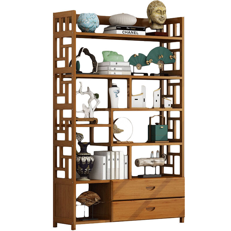 Badiqi New Chinese Style Duobao Pavilion Bogu Rack Tea Display Display Cabinet Living Room Antique Ornaments Storage Rack Partition Shelf Single - Six-Layer 80 Fence Model No Drawer Style