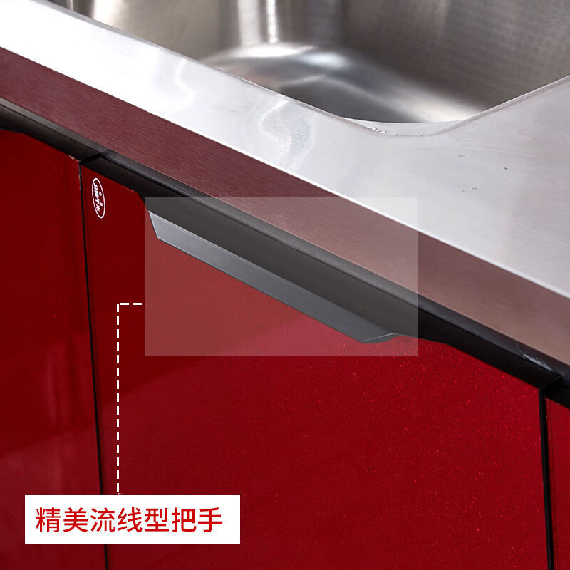 Vinoa stainless steel kitchen cabinet combination cabinet simple stove cabinet cabinet with sink integrated cabinet household storage cabinet main picture 200cm five-door combination double basin (can be left, middle or right)