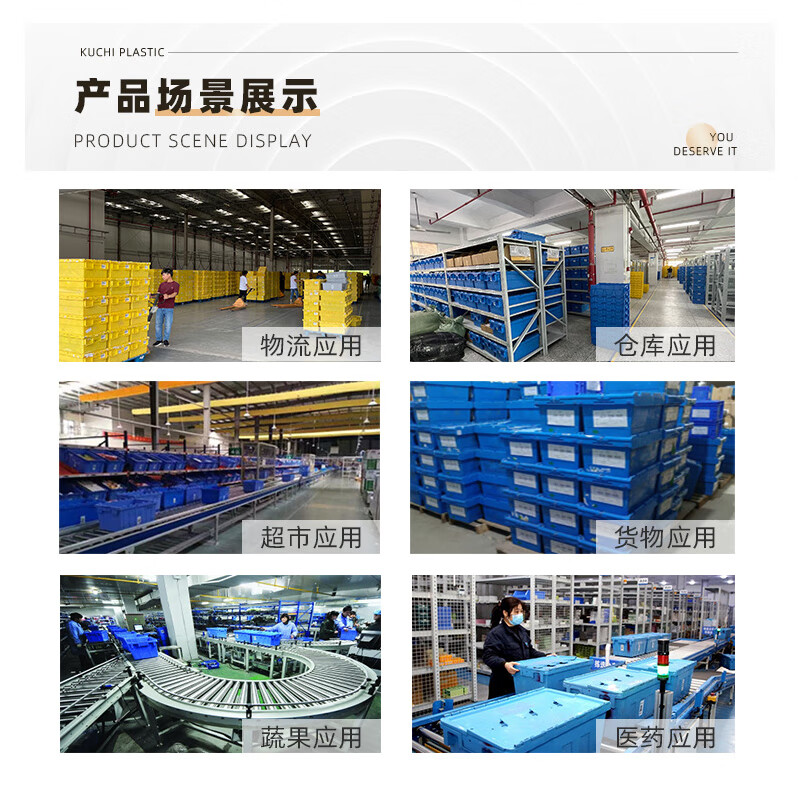 Jingku plastic turnover box thickened oblique plug-in logistics box with cover gray storage box warehouse storage box supermarket distribution box blue 400*300*240mm