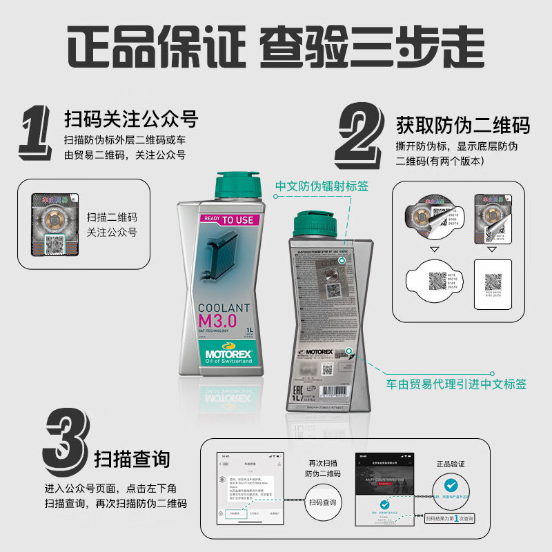 MOTOREX Motorcycle imported from Switzerland original motorcycle maintenance body equipment cleaning and maintenance M3.0 silicon-free coolant 1L