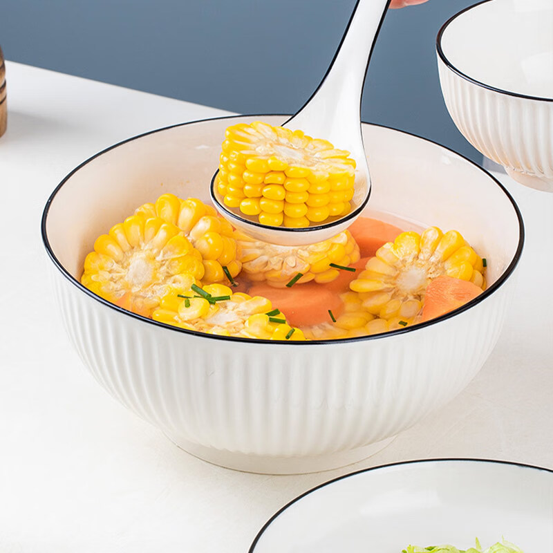 Haoya underglaze color Jingdezhen ceramic tableware instant noodle bowl large soup bowl ramen bowl Moya 8-inch soup bowl 2 pack