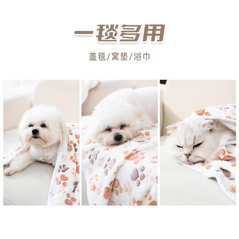 Jingdong Express Pet Blanket Air Conditioning Blanket Cat Blanket Coral Velvet Anti-Blowing and Cold Sleeping Blanket Beige 40*60cm