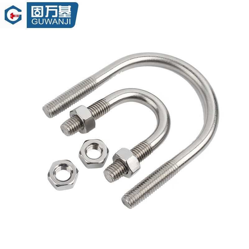 Guwanji 316 stainless steel U-bolt U-shaped screw U-shaped pipe clamp pipe clamp fixed buckle riding card accessories national standard M6x25 2 sets