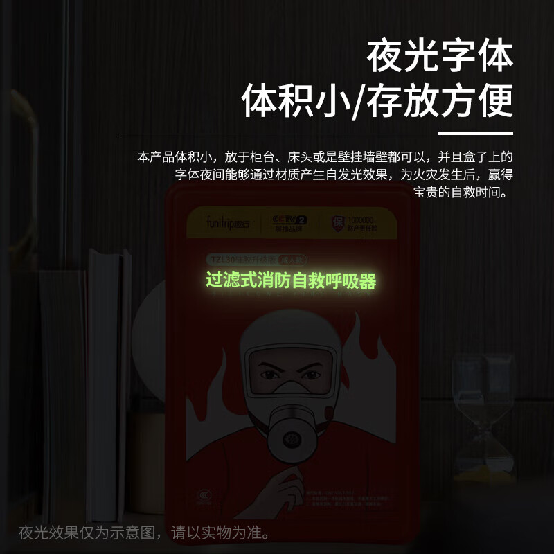 Quxing gas mask anti-smoke and fire mask national standard 3C fire escape self-rescue respirator silicone model 2 adults 1 child