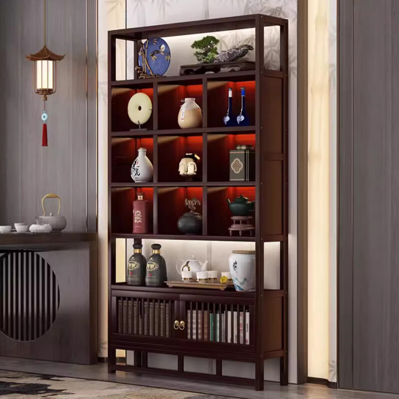 Reji Bogu rack Chinese tea set storage rack living room floor-standing Duobao Pavilion non-solid wood antique ornaments display rack bookshelf combination back clause 2 + zodiac grid style no specifications