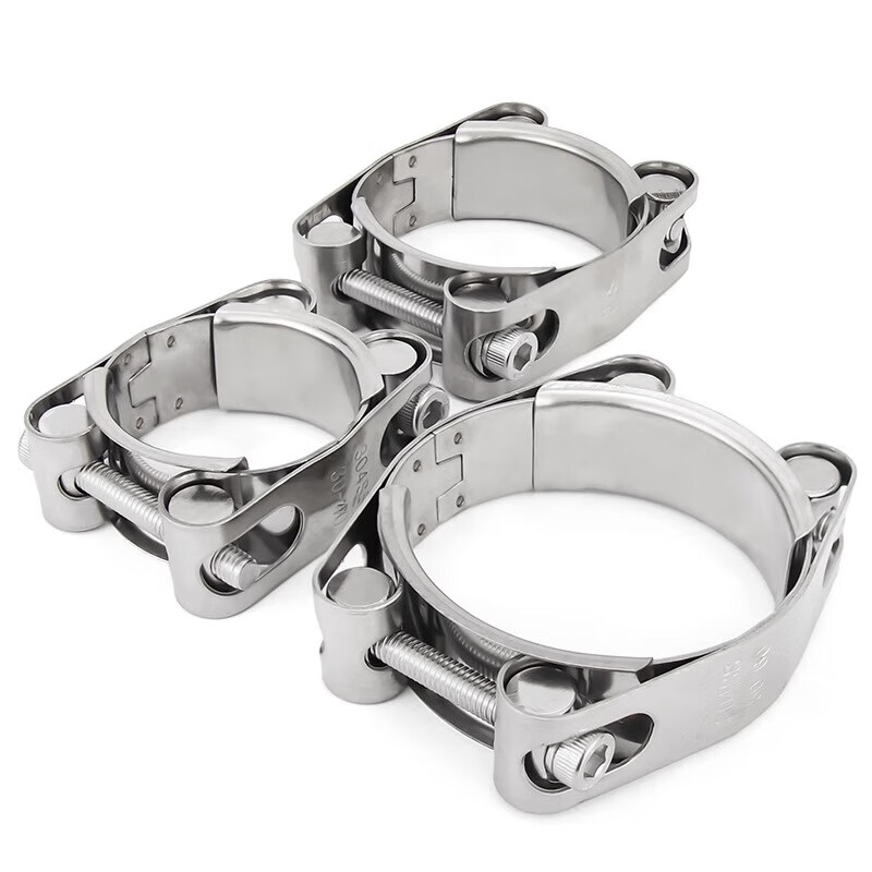 Jinchao 304 stainless steel double-headed strong hose hoop European style clamp pipe hoop pipe clamp heavy duty buckle double layer thickening 30-40mm wide 20mm