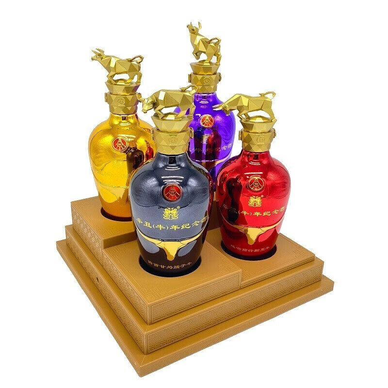 Wuliang Luzhou Wuliangye General Factory Zodiac Commemorative Liquor Luzhou Liquor Collection One-year-old New Year's Gift High-end Gift Box 52 Degrees 500mL 4 Bottles Xin Chou Year of the Ox