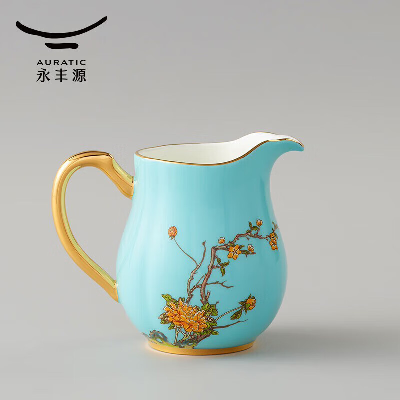 Yongfengyuan (auratic) West Lake blue wine set, 2-head wine pot/wine dispenser/10ml wine cup/5-head wine set/yellow wine set, wine pot + 2 cups + wine dispenser 140ml