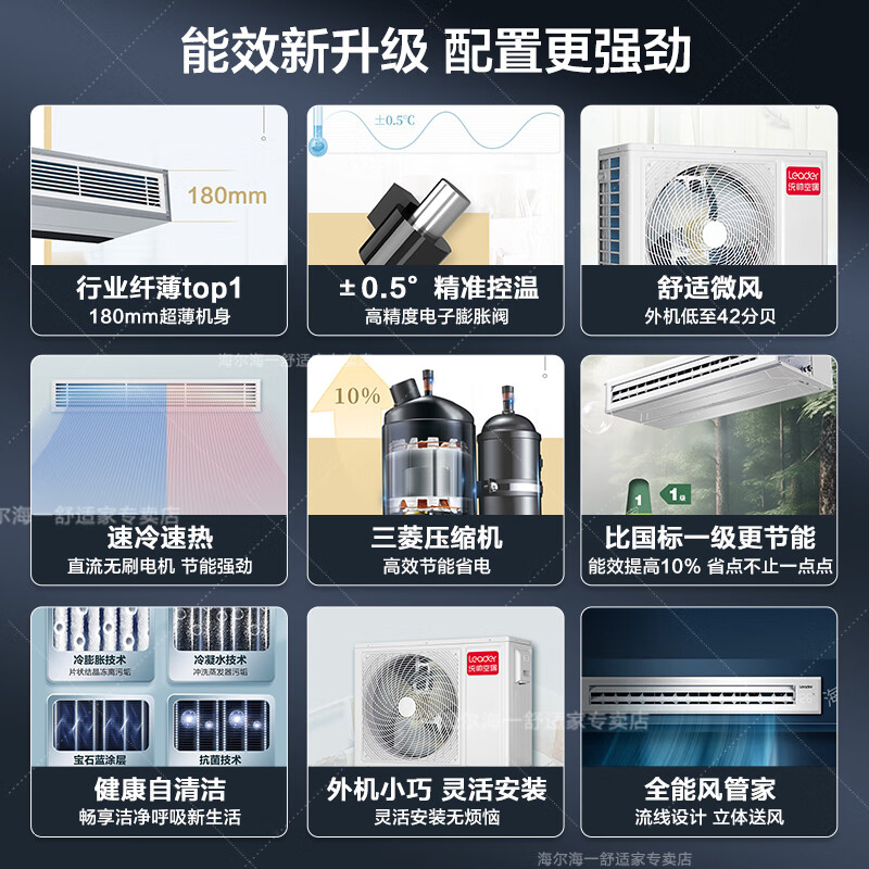 Haier offers an instant 15% discount on your order. Available nationwide. Central air-conditioning multi-split one-to-four fully DC variable frequency first-class energy efficiency living room produced by Zhijia. One-price all-inclusive leader. Yuanqi 4 HP. One-to-two, one room and one living room 60.