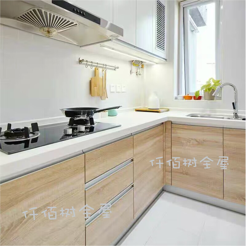 Wen Yijia Shanghai integrated cabinet custom kitchen pet double facing door panel Eige board bunny quartz stone whole house high-end facing panel door panel + 18 solid wood particle board cabinet 1 meter
