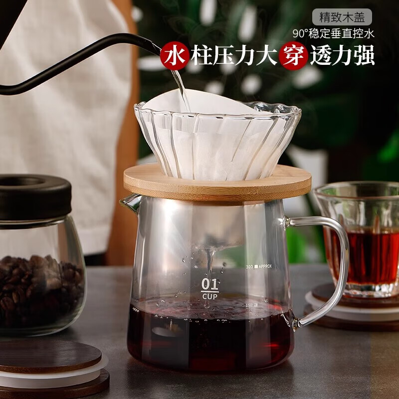 JD Logistics Coffee Pot Hand-brewed Coffee Filter Cup Drip Pot Glass Pot Filter Cold Brew Cup American Transparent 1 Piece 500ml