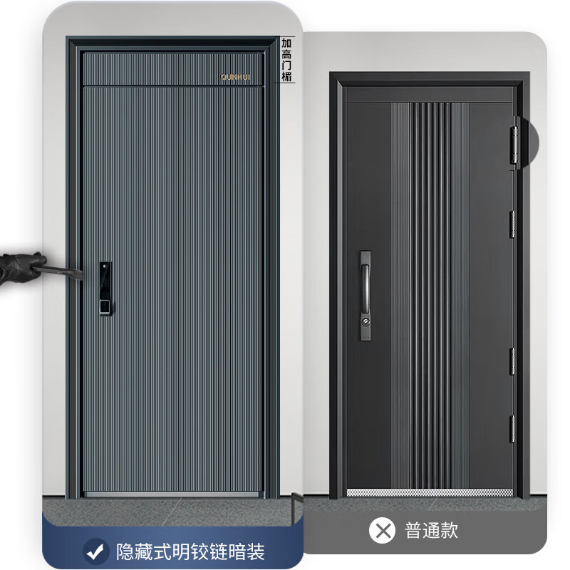 Synology QUNHUI premium security door Class A anti-theft door home entry door anti-pry entry door large screen visual smart lock QH-F8802 single door + large screen visual smart lock