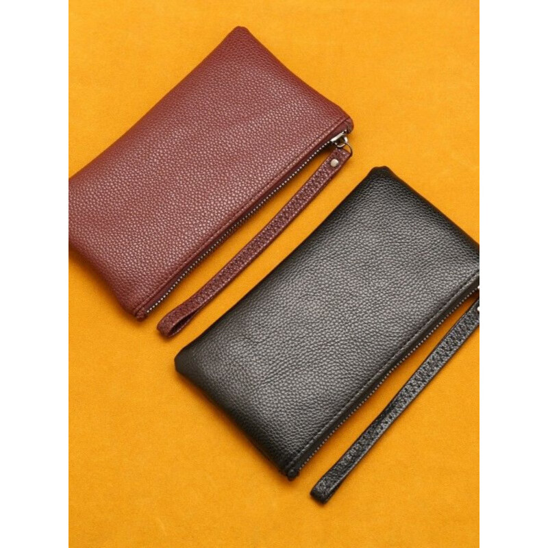 Casa-kupsCK cowhide men and women mini coin purse leather zipper coin bag short small wallet hand key bag card bag female sapphire blue