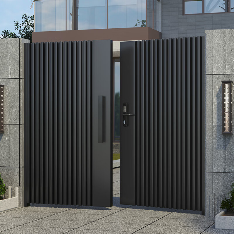 Qilicai aluminum alloy villa courtyard door wrought iron stainless steel fence electric single and double door outdoor yard garden door gate Contact customer service to see more styles