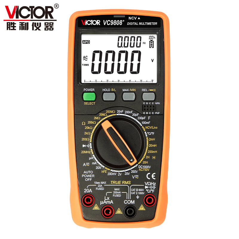 Victory Instrument (VICTOR) VC9808+ high-precision digital multimeter for household use, three and a half digits, multimeter with backlight, frequency, temperature