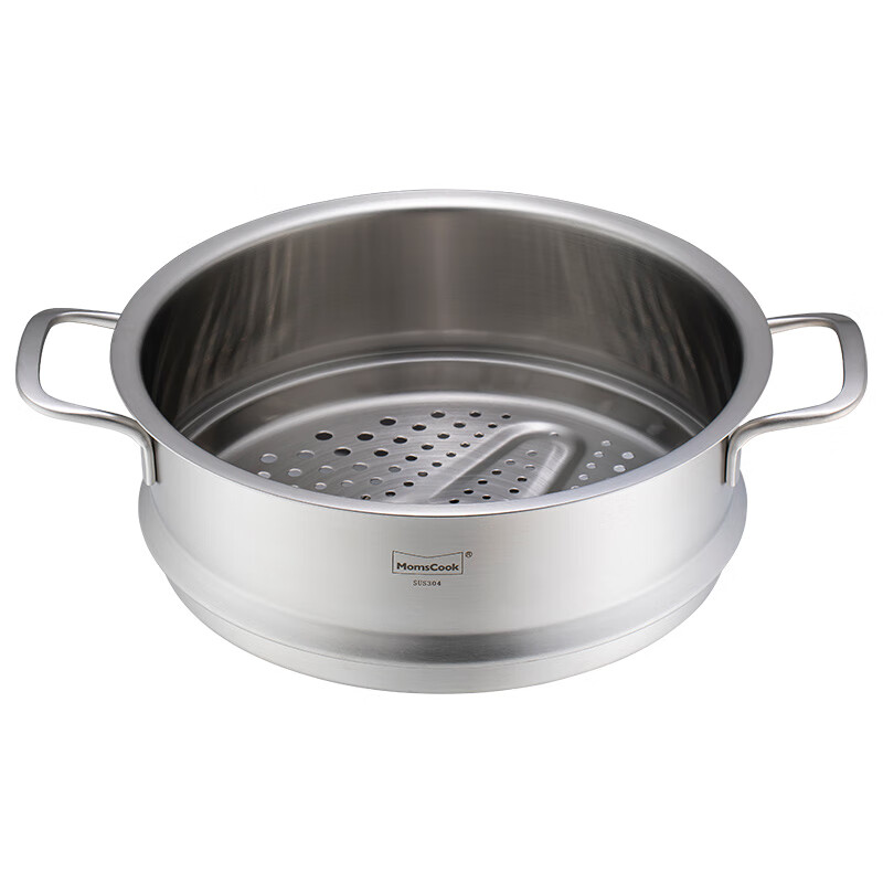 Momscook stainless steel steamer steamer double-ear steamer 304 steamer single layer steamer 24x9.5cm steamer (ZG2409N) 24cm