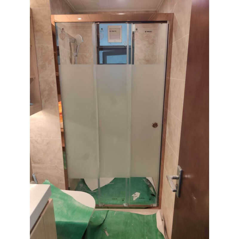 CLCEY bathroom dry and wet separation bathroom partition toilet screen glass sliding door straight shower room extremely narrow edge 304 stainless steel black frame does not contain steam