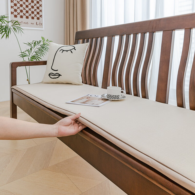 Lujie solid wood sofa cushion old-fashioned sofa cushion wooden sofa bench cushion bay window cushion wooden sofa cushion cotton and linen-coffee color 55cm*55cm single seat (thickness 2.5cm)