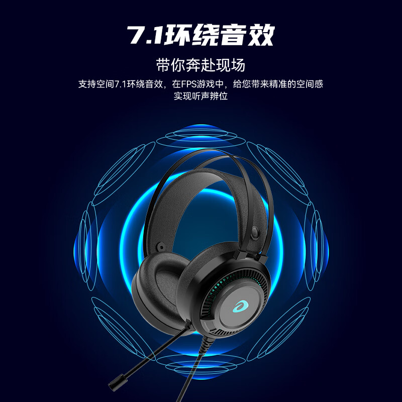 Dareu EH719 Gaming Headset Black Myth Wukong Listening Sound 7.1 Channel Headphones Desktop Headphones E-Sports Headphones Noise Canceling Headphones Cool Earmuffs
