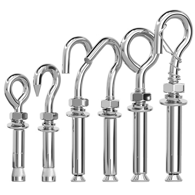 Tianzhuo Hardware 304/201 stainless steel expansion screw hook universal hook lifting ring pull expansion bolt M6M8M10M12 M6 normal opening 304 material 2 pcs
