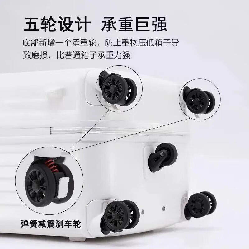 Kangaroo (KANGAROO) five-wheel multi-functional suitcase, large-capacity trolley case for men, high-looking password box for female students, checked travel suitcase, cherry blossom pink, five-wheel shock absorption brake + double compartment, 26 inches, multi-function model