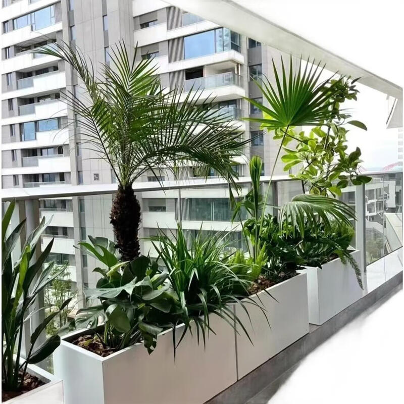 Qianlongyue rectangular cement flower pot extra large long magnesia mud flower box flower trough manger green plant outdoor potted bonsai white white 100*40*60 cm (length*width*height)