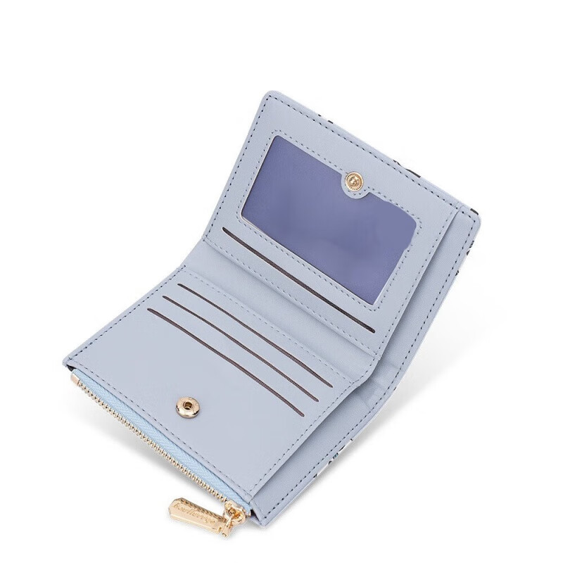 DIJIALE printed cute personality women's short wallet casual compact multi-card slot zipper coin purse unisex card holder black