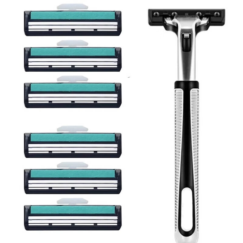 Value-for-money set of 20 pieces, double-layer head razor, manual razor, beard blade, razor blade, 3 blades