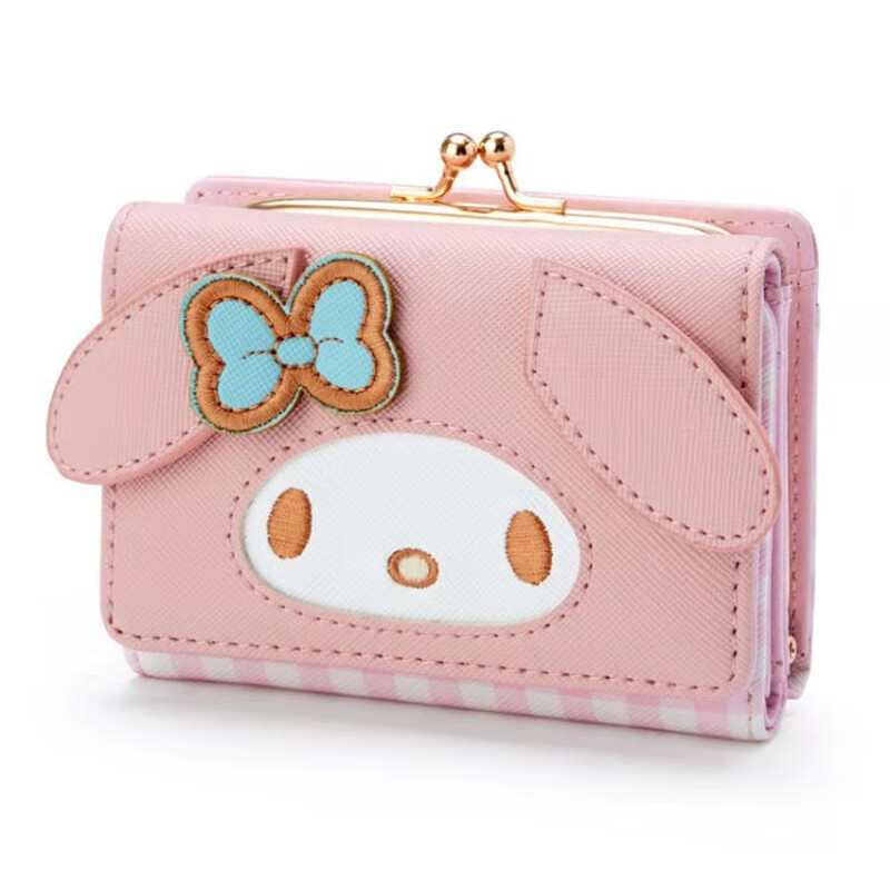 Dingtianliying Cartoon Melody Jade Dog Tri-fold Wallet Short Student Wallet Wallet Multiple Card Slots Cute Folding Coin Purse MLD Pink