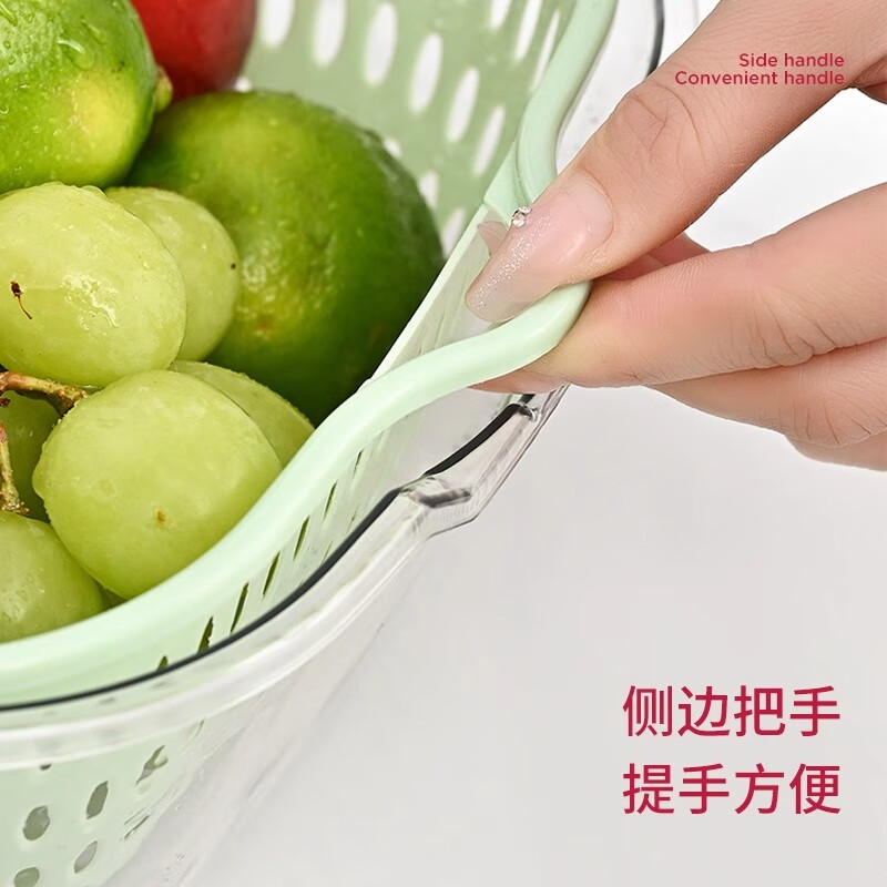 WELLMEET sink drain basket food-grade kitchen water filter artifact new household plastic vegetable basket double-layer fruit plate mint green large, medium and small 3-piece set recommended by the store manager food-grade PET/drain and mildew-proof