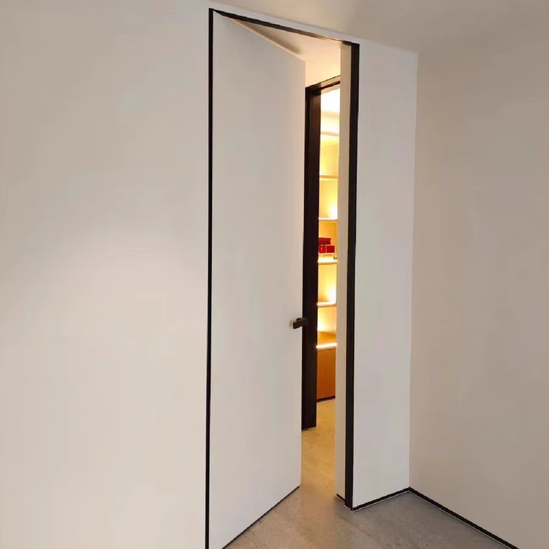 Modern simple aluminum-wood door frameless door hidden frame door invisible door hidden door solid wood composite interior door bedroom set door upgraded invisible hinge