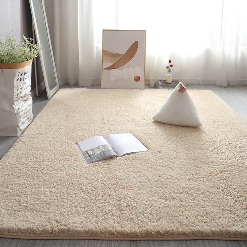 Budis high-end sherpa living room bedroom carpet light luxury solid color home sofa coffee table thickened non-slip plush bedside blanket sherpa - beige 80*200CM