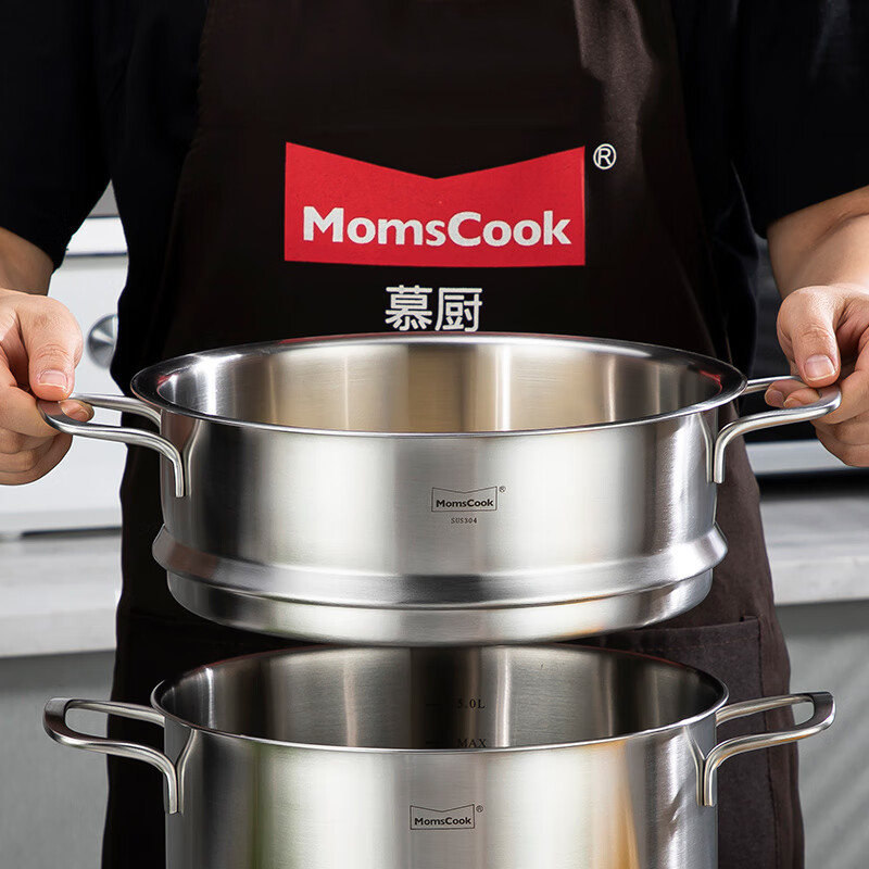 Momscook stainless steel steamer steamer double-ear steamer 304 steamer single layer steamer 24x9.5cm steamer (ZG2409N) 24cm