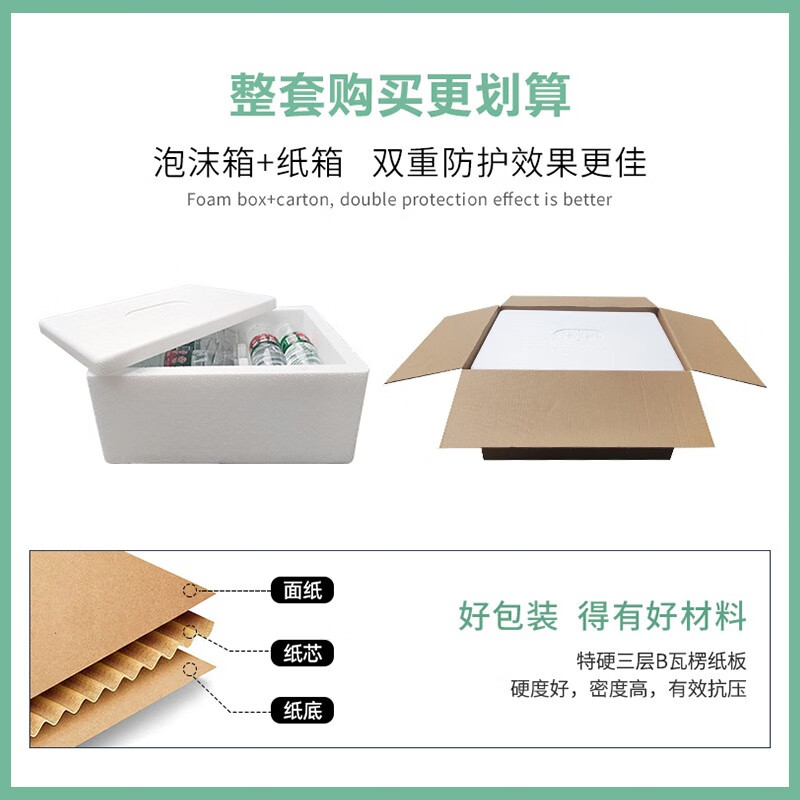 Extra large foam box vegetable planting stall express refrigerated thickened insulated box fresh box 60 reference 50 catties package Ecological No. 5 (short) 3 individual foam boxes