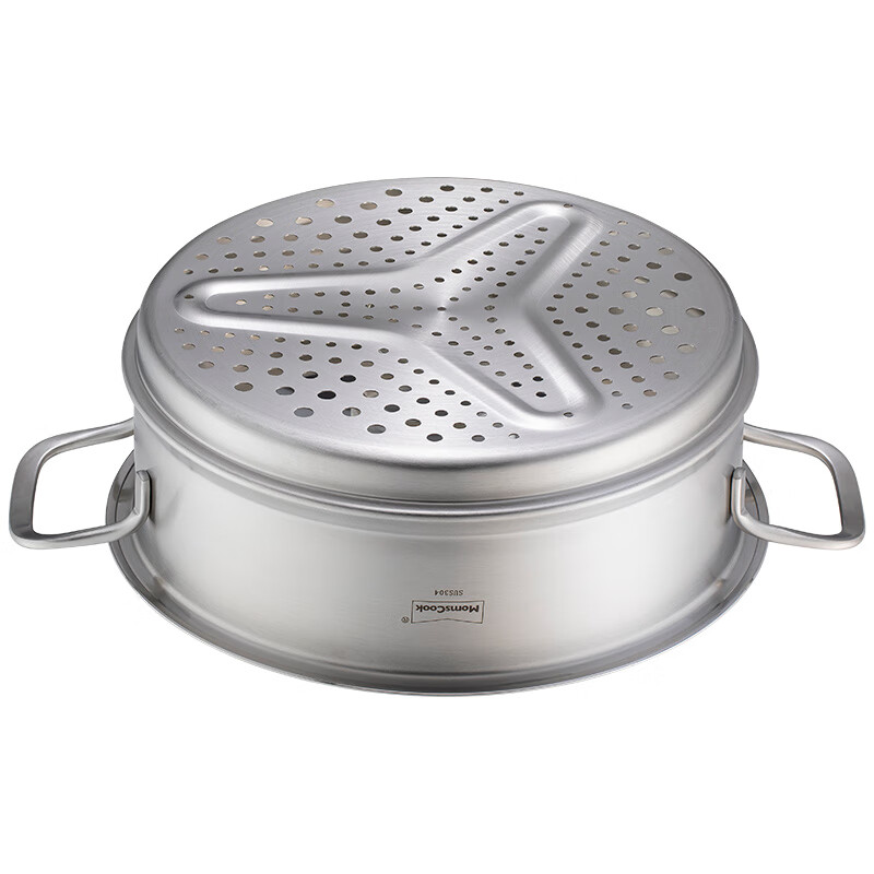 Momscook stainless steel steamer steamer double-ear steamer 304 steamer single layer steamer 24x9.5cm steamer (ZG2409N) 24cm