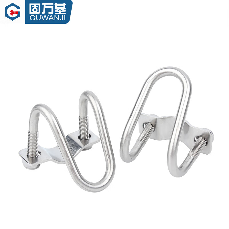 Guwanji 304 stainless steel double U-shaped screw buckle cross U-shaped bolt pipe clamp special-shaped hoop greenhouse pig husbandry M6x20x20 4 points card 4 points (1 piece)