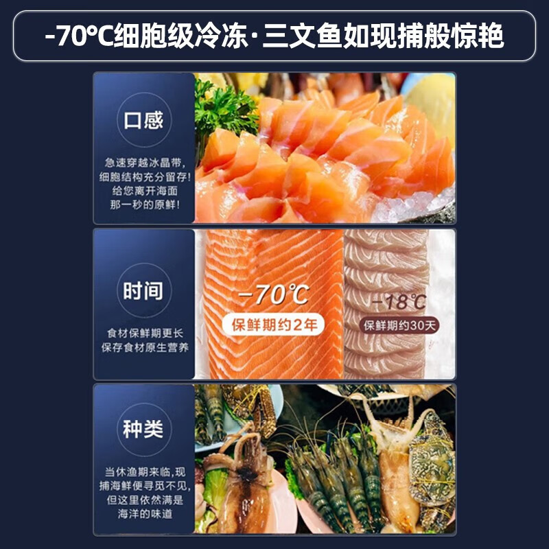 Haier ultra-low temperature freezer household and commercial large capacity subzero-60/70 deep-freezing quick-freezing freezer tuna seafood quick-frozen laboratory cell-level freezer -70 ultra-low temperature | frozen tuna | 151L