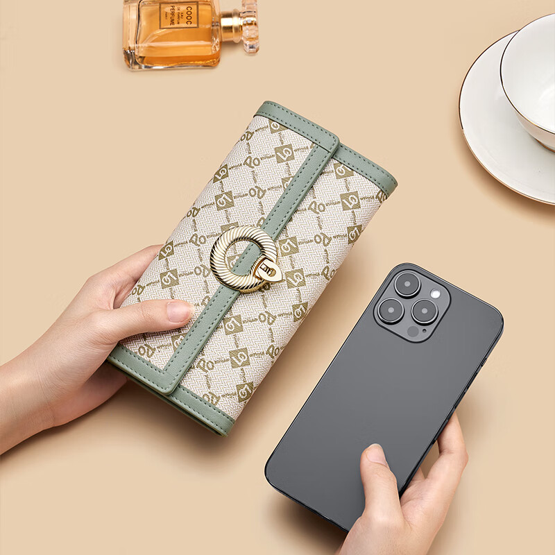 British Paul Wallet Women's 2026 New Exquisite High-end Long Multi-Card Coin Purse Women's Fashionable Temperament Printed Handbag Brown Print Anti-Theft Brush Anti-Degaussing