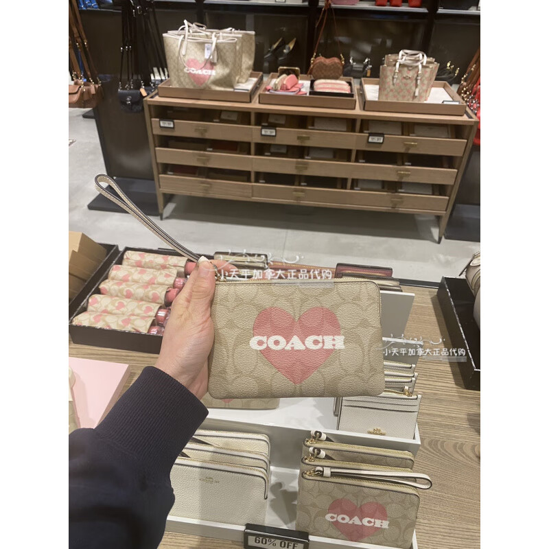 COACH Canada Small Balance Shopping Direct Mail Coach Coach Bottom Length 15cm Wrist Bag Coin Pocket Women's White Star Handbag Gift Box Bottom Length 15cm