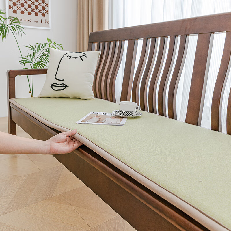 Lujie solid wood sofa cushion old-fashioned sofa cushion wooden sofa bench cushion bay window cushion wooden sofa cushion cotton and linen-coffee color 55cm*55cm single seat (thickness 2.5cm)