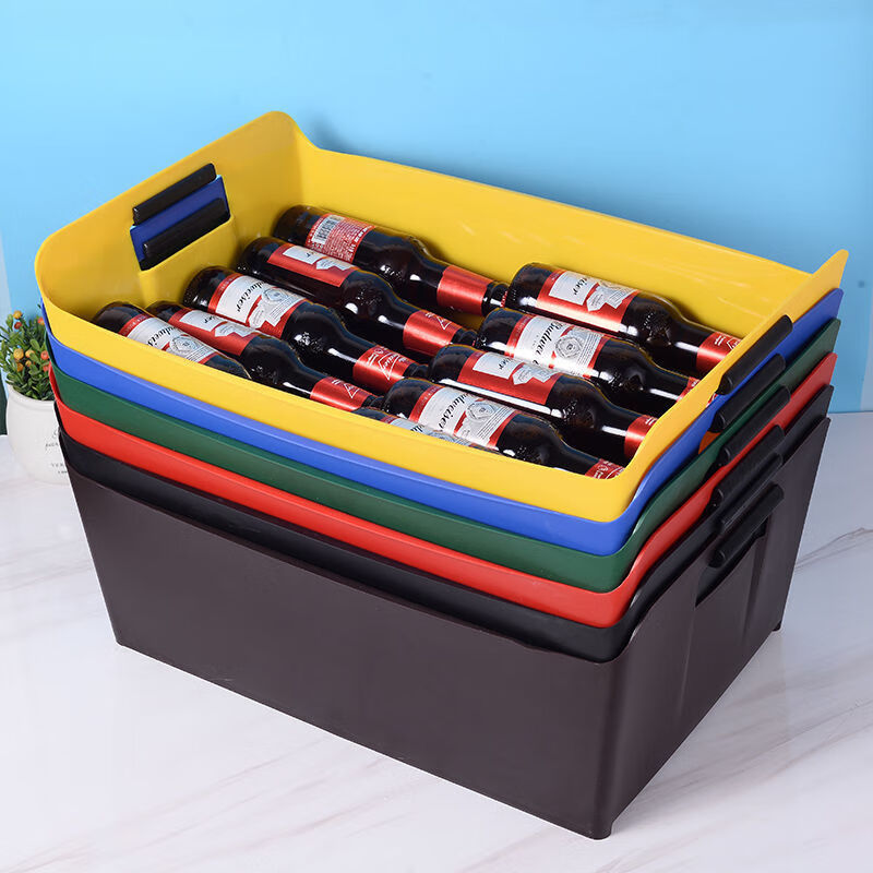 Enshousu beer basket rectangular thickened portable wine frame bar special beer basket beer barrel frame random mini beer frame can hold 4 glass bottles extra thick square beer frame 580g/37*28