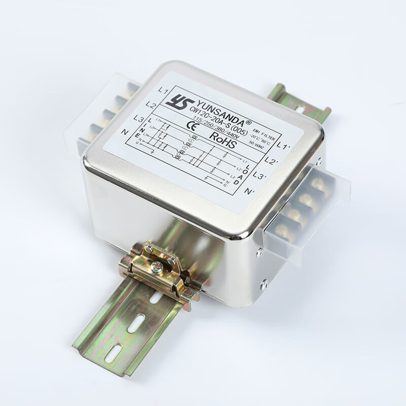 YUNSANDA single-phase AC rail type anti-interference 20A power filter bipolar 220v purification high performance CW12C-30A-R three-phase four-wire rail