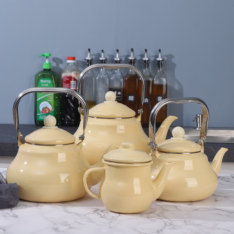 OULJ enamel cute small fresh enamel pot enamel teapot kettle induction cooker universal gas household milk tea 1L 505Ltk505-2 points 5l pink 2 points 5l5L