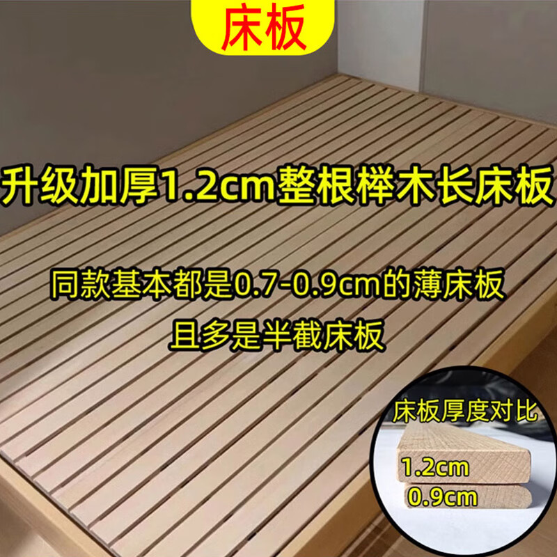 Mu Minglai solid wood bed children's bed beech single bed 1.2 meters boys and girls 1.5 meters small bed modern simple large bed A type log unpainted suitable for mattress 150cm*200cm