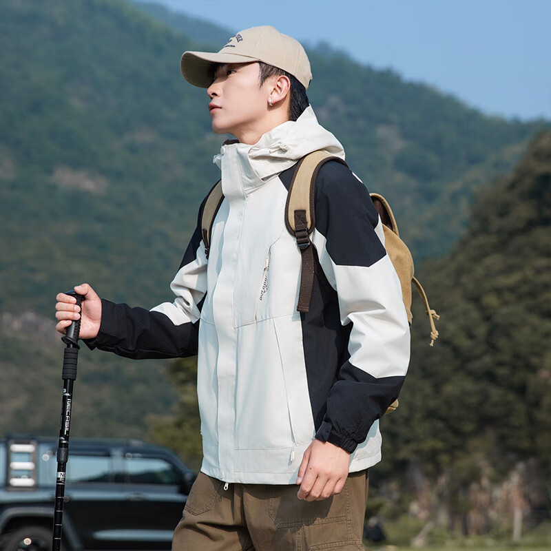 Cotton Jacket for Men and Women Three-in-One Windproof Outdoor Two-piece Fleece Jacket Jacket Men's Mountaineering Jacket Black XL