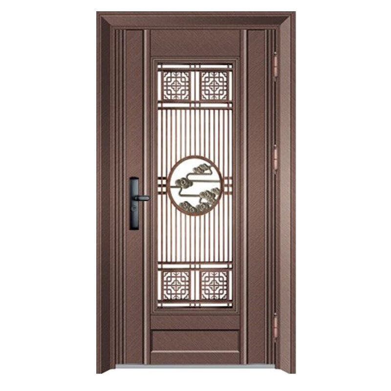 CLCEY Chinese style 304 stainless steel entry door security door ventilated and breathable Chinese style carved home custom door in the door auspicious and wishful