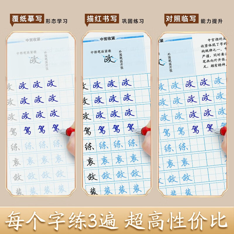 Ink dot copybook, quick introduction to regular script 5-volume set, hard-pen calligraphy copying and calligraphy practice book by Jing Xiaopeng, adult calligraphy practice book for college students, handwriting copying and red calligraphy practice book for beginners