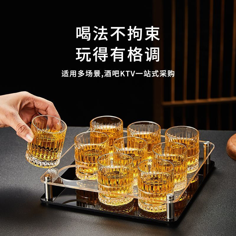 An Junsheng transparent beer mug thickened home wine glass set 2 liang small wine glasses 2 liang diamond bottom striped cups (6 pieces) 100ml