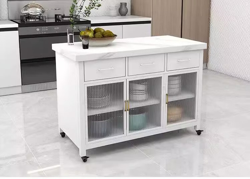 Mexueer custom table kitchen dining table integrated small apartment with drawer storage sideboard marble removable island table black 806085cm double door double drawer double door